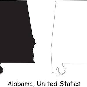 Alabama Map SVG - AL USA United States of America us, Black Outline Silhouette Clipart Vektor Grafik Icon Banner - svg eps ai png jpg pdf