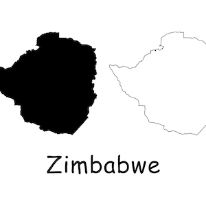 Karte von Simbabwe, simbabwische Karte, schwarz weiß detaillierte durchgezogene Landeskarte von Simbabwe, sofortiger digitaler Download svg png eps ai