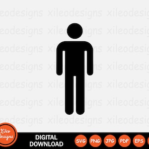 Stokfiguur SVG man persoon staan staand één voetganger teken symbool pictogram vector Cricut digitaal downloadbestand clipart png jpg eps pdf ai