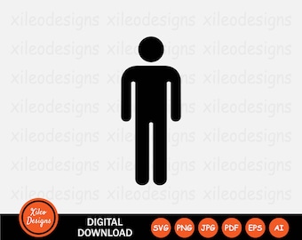 Stokfiguur SVG man persoon staan staand één voetganger teken symbool pictogram vector Cricut digitaal downloadbestand clipart png jpg eps pdf ai