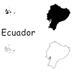 Karte von Ecuador, Ecuador Karte, schwarz weiß detaillierte solide Umriss Landkarte von Ecuador, sofortiger digitaler Download svg png eps ai
