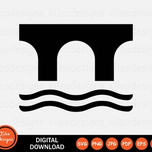 Ponte ad arco con acqua icona SVG Fiume supporto colonna grafica vettoriale clipart segno simbolo Cricut download digitale vettoriale png jpg eps pdf ai