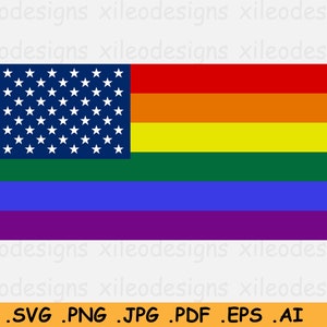 Usa Rainbow Flag, U.S American LGBTQ Gay Pride Sign Symbol, SVG Cricut Cut File Digital Download Clipart Vector Graphic eps ai png jpeg pdf