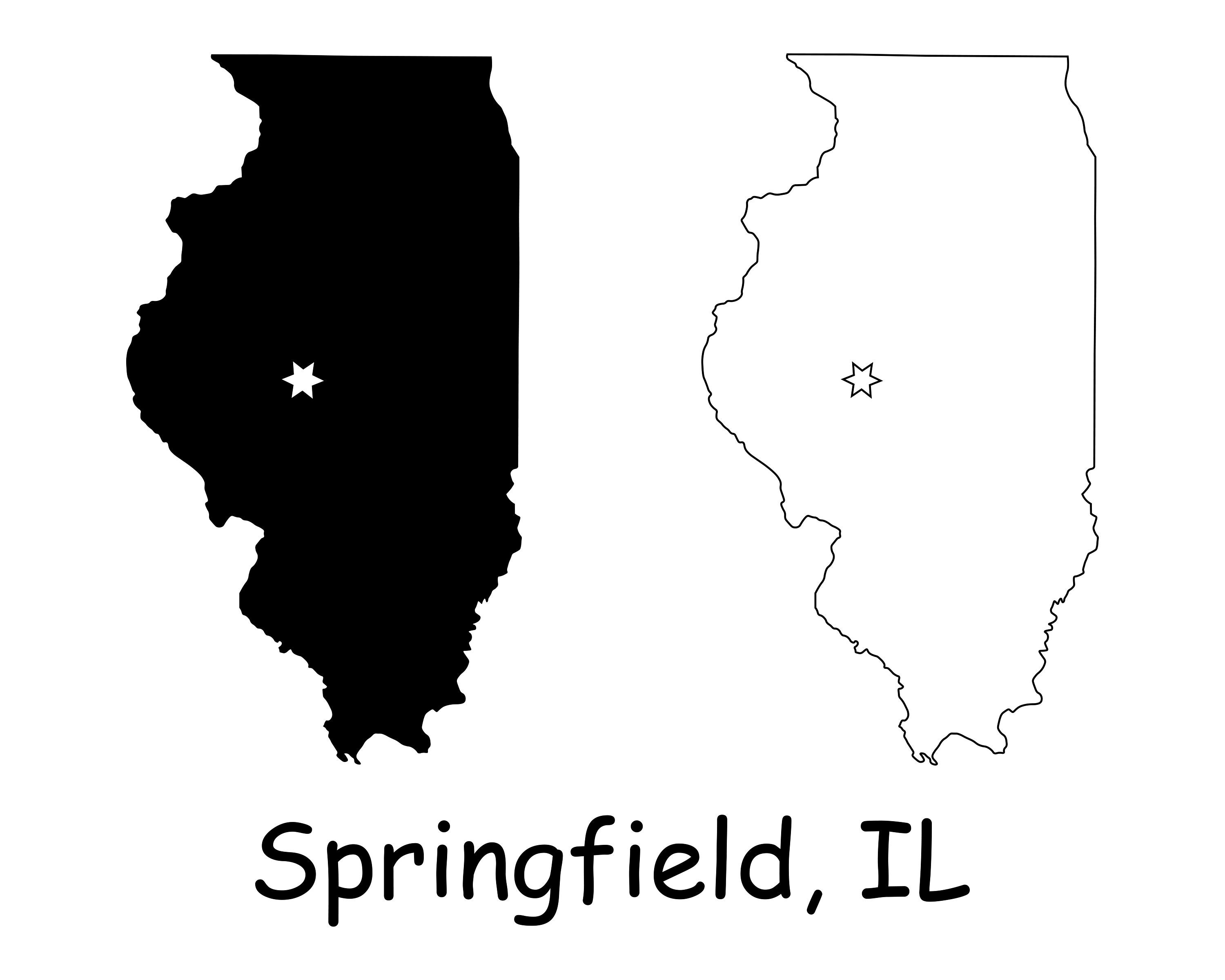 Map Of Springfield Il Springfield Illinois Il Capital City Position On A State Map | Etsy Canada