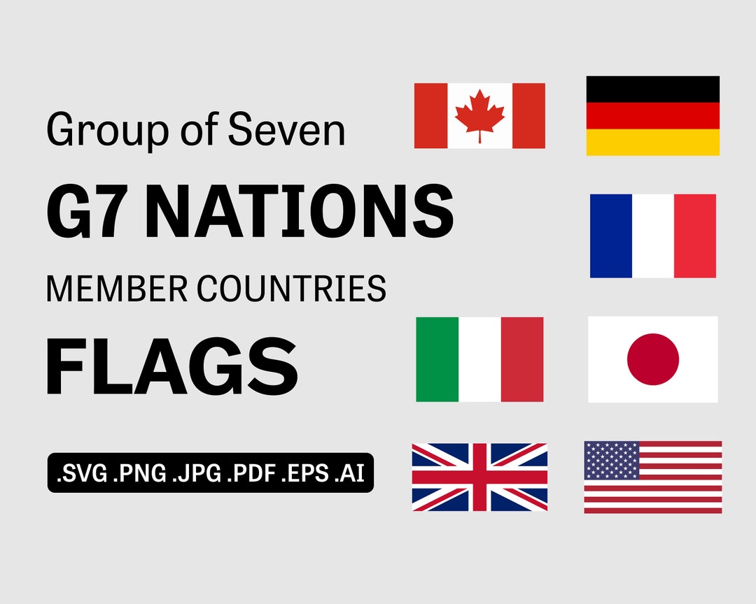 G7 Länder Flaggen SVG Bundle Set, Gruppe der sieben Länder Flaggen ...