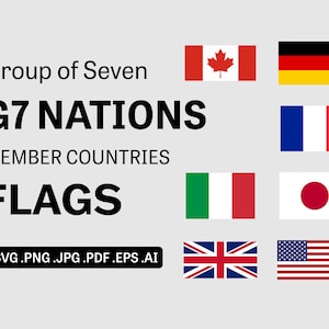 G7 Countries Flags SVG Bundle Set, Group of Seven Member Country Flag, Nation Banner Cricut Cut File Icon Clipart Vector, eps png jpg ai pdf