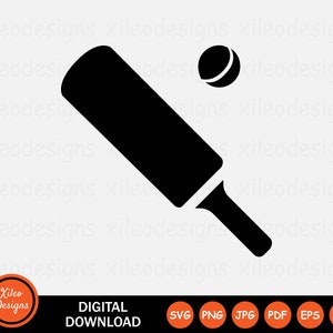 Cricket Sport Icon SVG Bat Ball Competition Game Sports png jpg eps ai pdf Digital Download Vector Graphic Clipart Vector Sign Symbol Cricut