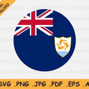 Anguilla Round Flag SVG - Anguillan Circle Circular Icon Banner Button Cricut Cut File Instant Digital Download Vector, eps ai png jpg pdf
