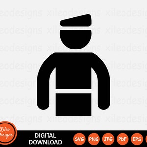 Officier de police icône SVG police policier téléchargement numérique vecteur signe symbole Cricut graphique Clipart vectoriel png jpg eps ai pdf