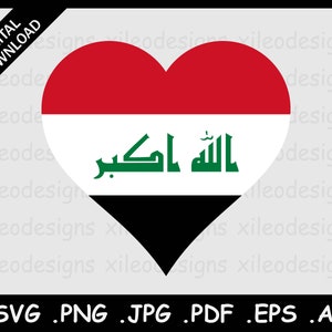 Irak Flagge Karte SVG, Irak Flagge SVG Cricut Cut Datei, Middle
