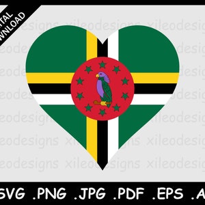 Dominica Heart Flag SVG, Dominican Love Shape Banner National Nation Country Cricut Cut File Clipart Vector Digital Icon, eps ai png jpg pdf