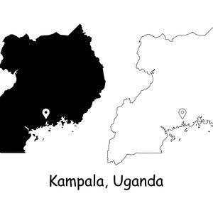 Kampala Uganda Karte Hauptstadt Landort Pin Schwarz Weiß Silhouette Umriss Geografie Region Place Ugandan Maps jpg svg png ai eps