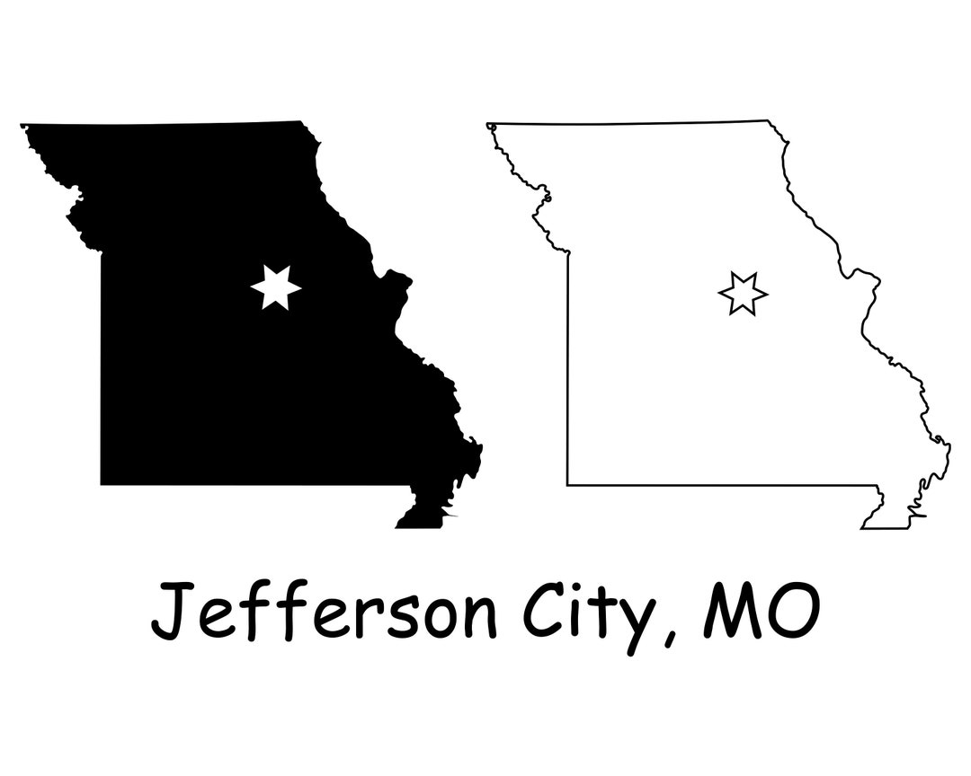 Jefferson City Missouri MO Capital City Position on a State Map USA