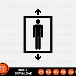 Lift pictogram SVG - lift pijl omhoog omlaag man persoon stok figuur vector symbool teken grafische clipart Cricut digitale download png jpg eps pdf ai