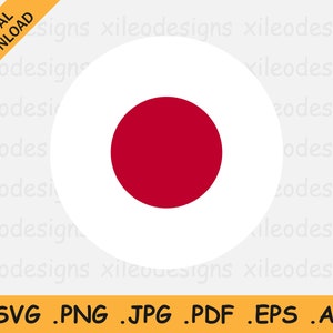 Japan Round Flag SVG, Japanese Circular Banner, National Circle Button Icon, Cricut Cut File Digital Download Vector, svg eps ai png jpg pdf