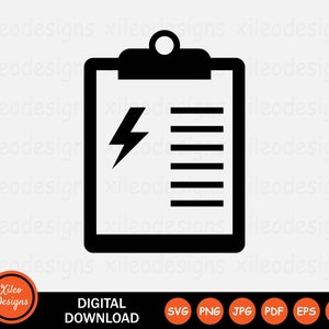 Energy Report Icon SVG Electricity Clipboard Assessment png jpg eps ai pdf Digital Download Vector Graphic Clipart Vector Sign Symbol Cricut