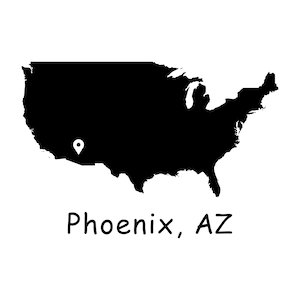 Phoenix Arizona op de kaart van de VS, Phoenix AZ kaart van de Verenigde Staten van Amerika, Phoenix AZ locatie Pin Drop kaart, Instant Digitale Download svg png eps