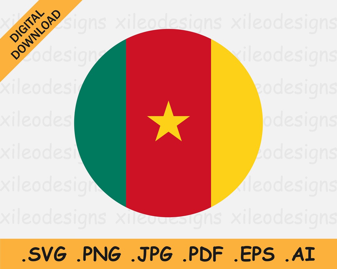 Cameroon Round Flag SVG - Cameroon Circle Banner, National Circular ...