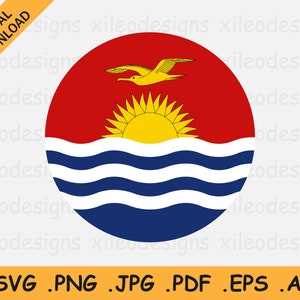 Kiribati SVG, Round Flag PNG, Circular Banner, National Circle Button Icon, Digital Download Vector, Cricut Cut File, svg eps ai png jpg pdf