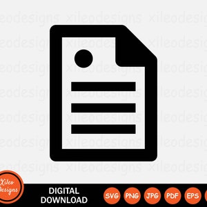 Archivo Documento Icono SVG Papel Página Formulario Nota Doc Texto Signo Símbolo Cricut Gráfico Clipart Vector png jpg eps ai pdf Vector de descarga digital