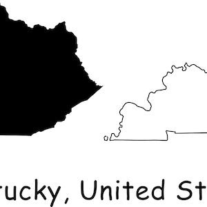 Kentucky Mapa SVG, KY USA Estados Unidos de América us, Blanco y Negro Contorno Silueta Clipart Vector Icono Gráfico Banner, svg eps png jpg