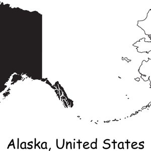 Alaska Map SVG - AK USA Usa Usa us, Schwarz-Weiß Silhouette Clipart Vektor Grafik Icon Banner - svg eps png jpg