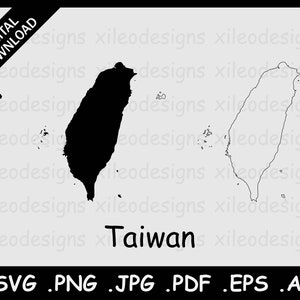Taiwan Karte SVG, Taiwanese Republik China Massive Umriss Land Geografie Atlas Grenze Grenze, Icon Sign Circut Cut, png jpg pdf eps ai