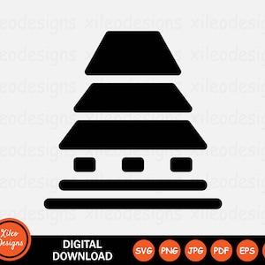 Temple Icon SVG Traditional Asian Building Japan Pagoda Sign Symbol Cricut Vector Graphic Vector Clipart png jpg eps ai pdf Digital Download