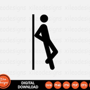 Leaning Against Wall Icon SVG Tired Rest Resting Lean Stick Figure Vector Symbol Sign Graphic Clipart Cricut Digital Cut png jpg eps pdf ai