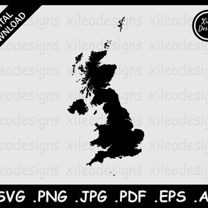 United Kingdom Map SVG, Uk British National Country Border, Black Silhouette Cricut Cut File Vektor Icon, png jpg jpeg pdf eps ai