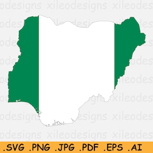 Nigeria Kaart Vlag SVG - Nigeriaanse SVG Cricut Cut File Land Nation Silhouette Outline Atlas Scrapbook Clipart Vector Icon eps ai png jpg pdf