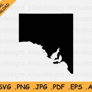 South Australia Map SVG - S.A Australian State Border Border Shape Black Silhouette, Cricut Cut File Icon Vektor, svg eps ai png jpg pdf