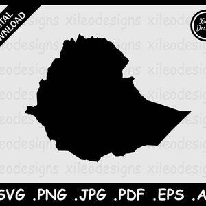 Äthiopische Landkarte SVG, Äthiopische Land-Grenze, Black Silhouette Cutout Cricut Cut File Vektor Icon, png jpg jpeg pdf ai eps
