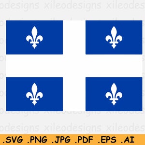 Quebec QC Canada Flag SVG, Canadian Province State Territory Banner, Cricut Cut File, Clipart Vector Graphic Icon Symbol- eps ai png jpg pdf