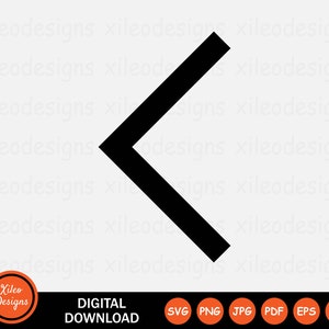 Caret links symbool SVG pijl punt aanwijzer richting digitale download vector teken symbool Cricut grafische clipart vector png jpg eps ai pdf svg