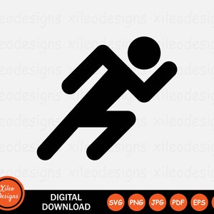 Sprint Icon SVG - Sprinting Sports Athlete Fitness Speed Run Running Symbol Sign Clipart Cricut Vector Digital Download png jpg pdf eps ai