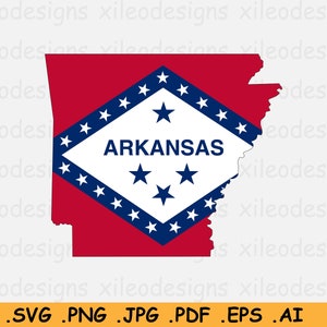 Arkansas Map Flag SVG - AR usa United States Flag Map, State Border Map Flag, Instant Download Digital US State Clipart - eps ai png jpg pdf