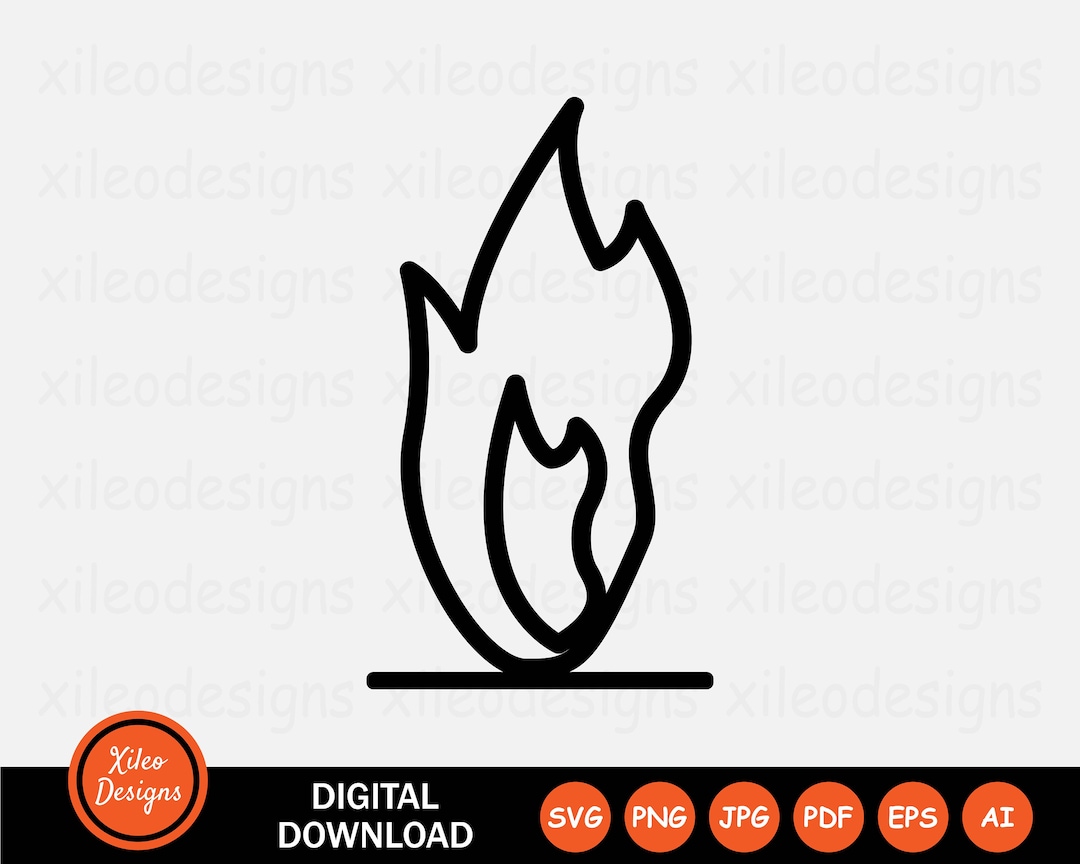Fire Line Icon SVG Flame Warm Heat Passion Burn Burning Digital ...