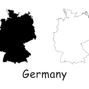 Landkarte von Deutschland, Landkarte Deutschland, detaillierte Landkarte schwarz und weiß, sofortiger digitaler Download svg png eps ai