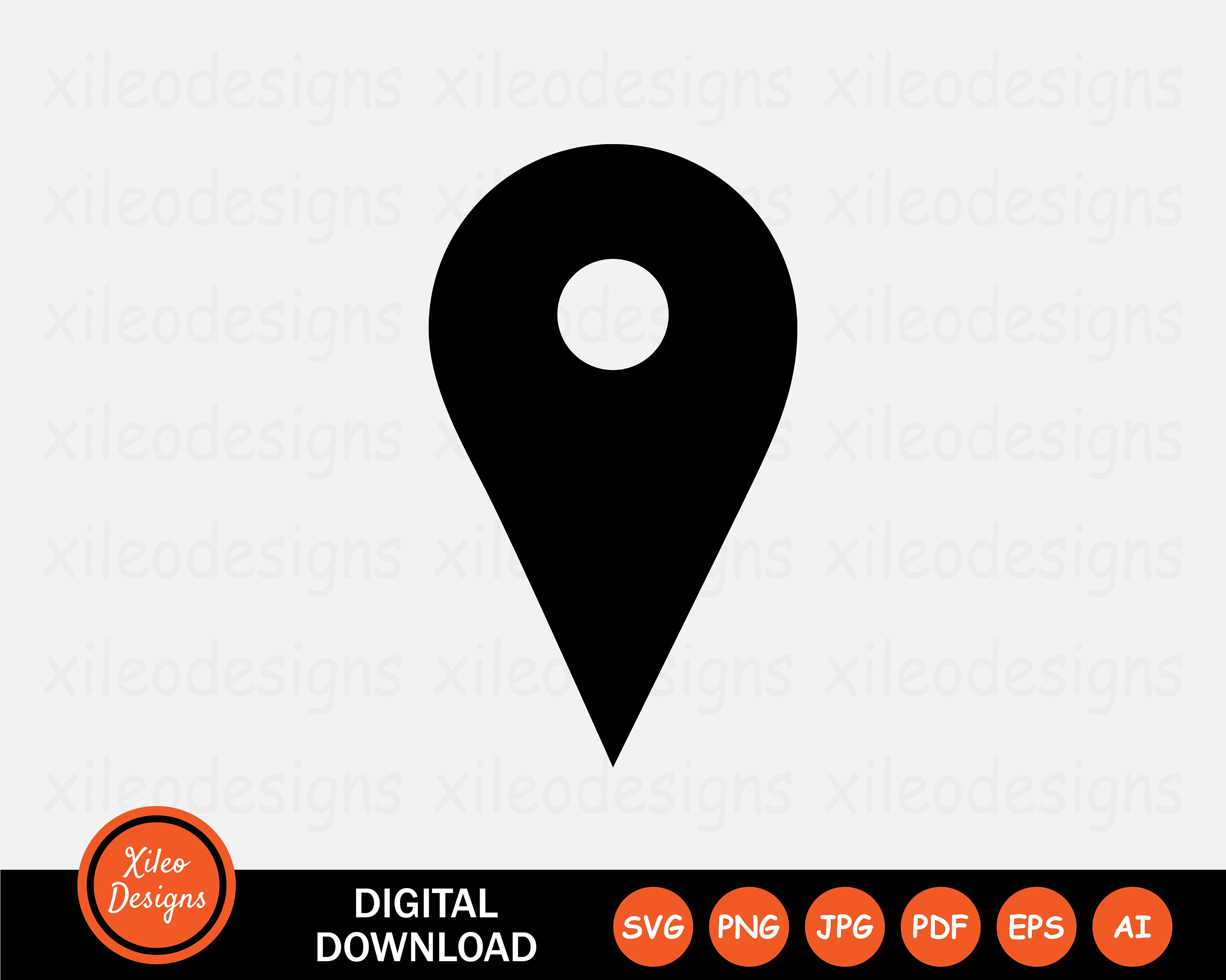 Icono de pin de ubicación SVG - Marcador de mapa Puntero GPS Navegación  Posición Símbolo Signo Clipart Cricut Vector Descarga digital svg png jpg  pdf eps ai - Etsy México, image size:3000x2400
