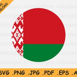 Belarus Round Flag SVG, Belarusian Circle Banner, National Circular Button Icon, Cricut Cut File Digital Download Vector, eps ai png jpg pdf