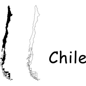 Landkarte von Chile, chilenische Landkarte, schwarz und weiß detaillierte solide Umrisse Grenzlinie Landkarte von Chile Sofortiger digitaler Download svg png eps ai