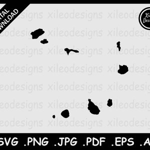 Cabo Verde Mapa SVG, Cabo Verde País Frontera Nacional, Negro Silueta Recorte Cricut Archivo Vector Icono png jpg jpeg pdf ai eps