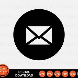 Envelope ícone redondo SVG círculo correio e-mail botão de carta png jpg eps ai pdf download digital vetor sinal símbolo cricut gráfico clipart vetor