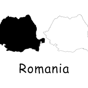 Karte von Rumänien, rumänische Landkarte, schwarz weiß detaillierte solide Umriss Boundary Map von Rumänien Sofortiger digitaler Download svg png eps ai