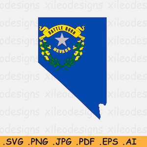 Nevada Kaart Vlag SVG, NV USA Verenigde Staten van Amerika, State Border Boundary Shape, U.S American, Cricut Cut File Clipart, eps ai png jpg pdf