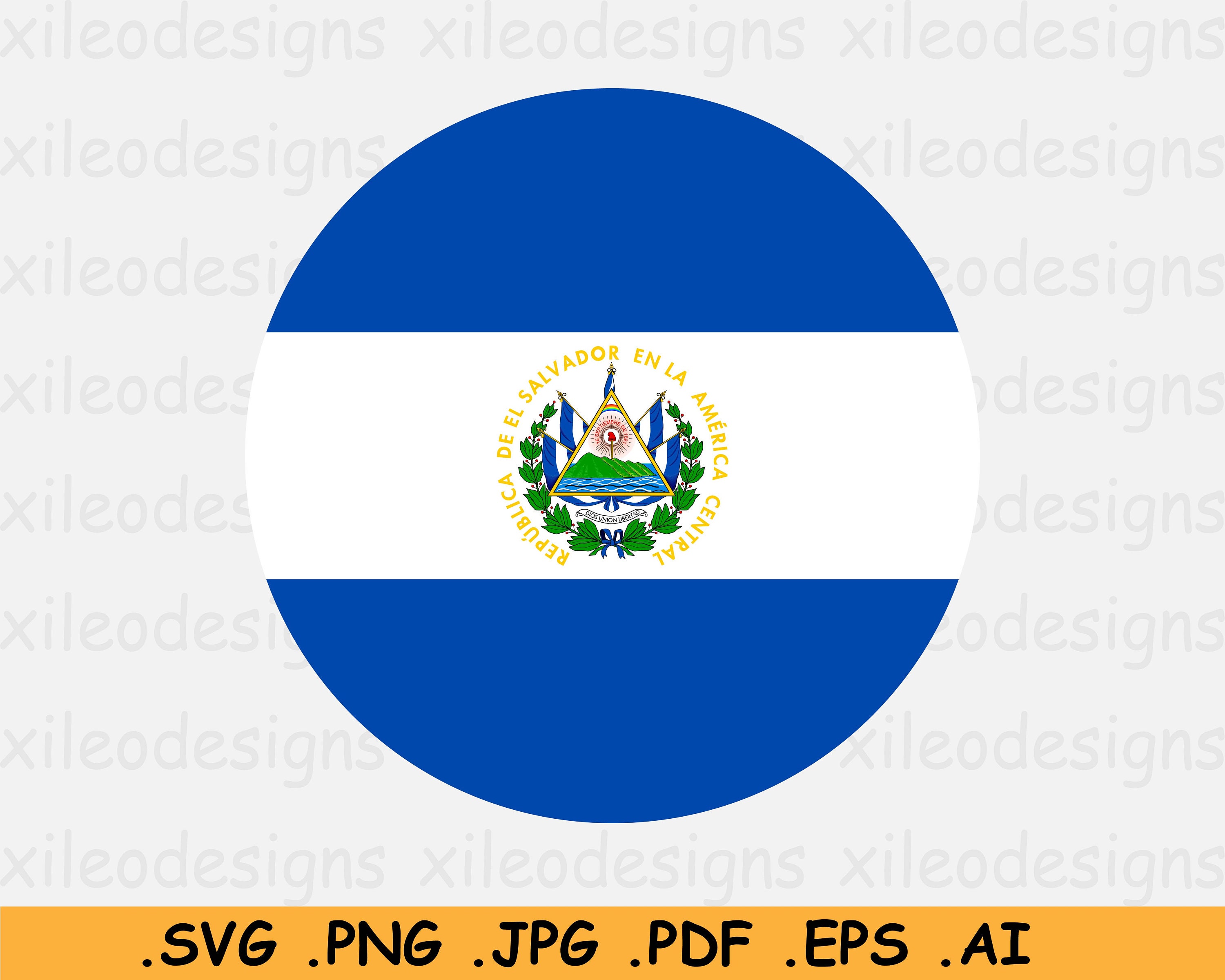 El Salvador Round Flag SVG Salvadorian Circular Banner Etsy