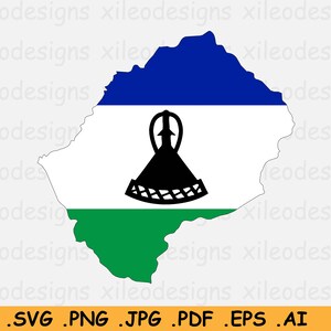 Lesotho Karte Flagge SVG, Mosotho SVG Cricut Cut File, Country Nation Silhouette Outline Atlas, Scrapbook Clipart Vektor Icon eps ai png jpg pdf