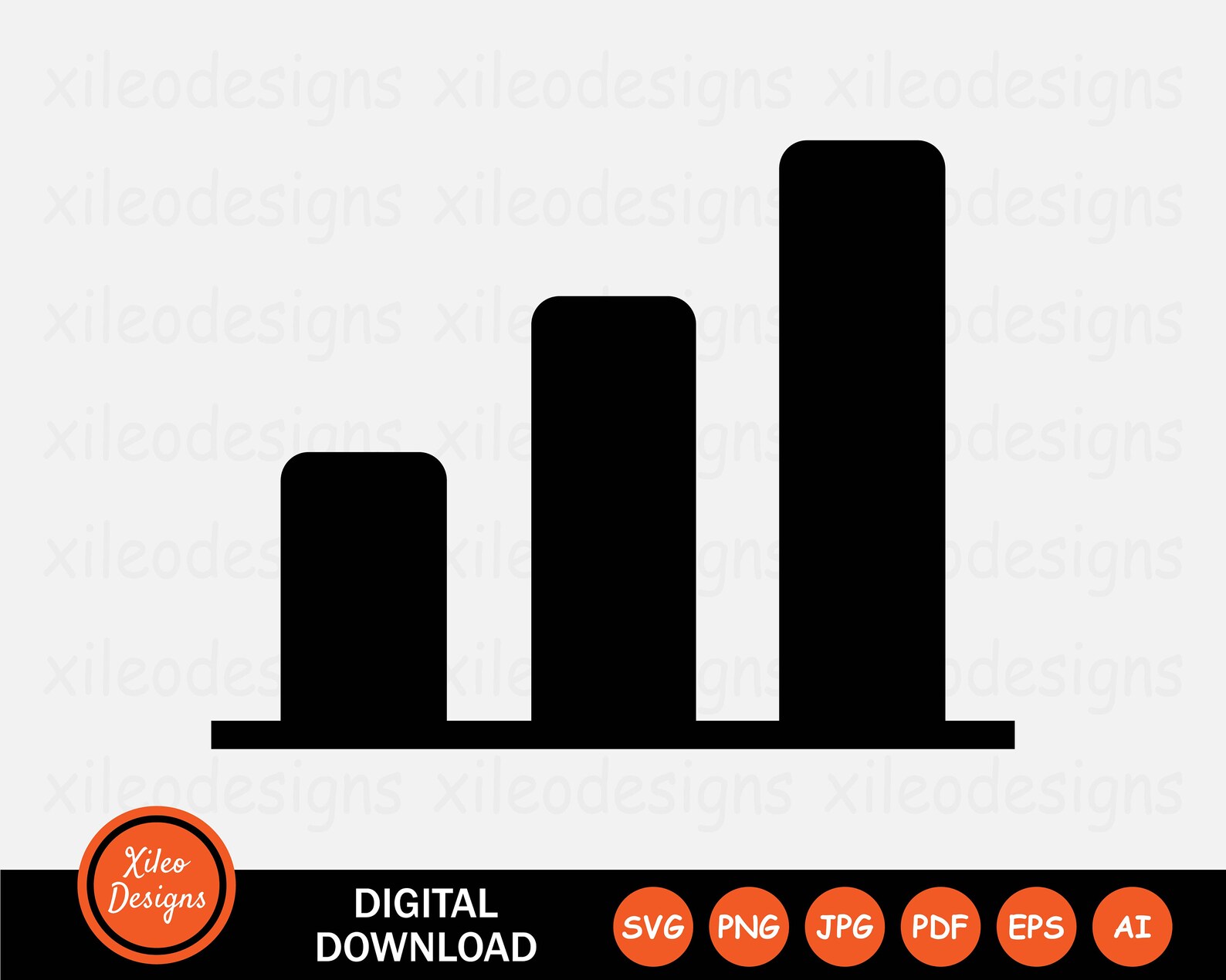Bar Graph Chart Icon SVG Growth Progress Increase Grow Digital Download ...