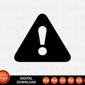 Alert Icon SVG - Triangle Caution Attention Danger Safety Exclamation Sign Symbol Cricut Clipart Vector Digital Download png jpg pdf eps ai